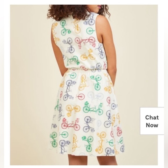 ModCloth Bicycle Novelty Print Cotton Cut Out Sleeveless Mini Dress Size S - Picture 8 of 8
